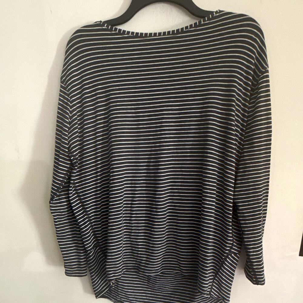 Lululemon Women’s Black White Stripes Boat Neck Long Sleeve Oversized Top 8